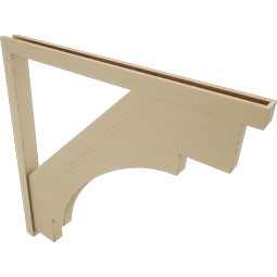 Ekena Millwork - BKTUR0352X48X48MRC05RCPR - Timberthane Faux Wood Merced Style Bracket w/ Offset Brace, Block Ends, 3 1/2"W x 48"D x 48"H, Primed Tan