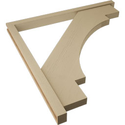Ekena Millwork - BKTUR0352X48X48MRC05RCPR - Timberthane Faux Wood Merced Style Bracket w/ Offset Brace, Block Ends, 3 1/2"W x 48"D x 48"H, Primed Tan