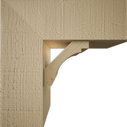 Ekena Millwork - BKTUR0554X14X14MRC05RCPR - Timberthane Faux Wood Merced Style Bracket w/ Offset Brace, Block Ends, 5 1/2"W x 14"D x 14"H, Primed Tan