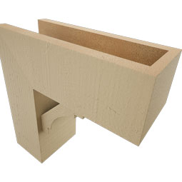 Ekena Millwork - BKTUR0554X14X14MRC05RCPR - Timberthane Faux Wood Merced Style Bracket w/ Offset Brace, Block Ends, 5 1/2"W x 14"D x 14"H, Primed Tan