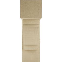 Ekena Millwork - BKTUR0554X14X18MRC05RCPR - Timberthane Faux Wood Merced Style Bracket w/ Offset Brace, Block Ends, 5 1/2"W x 14"D x 18"H, Primed Tan
