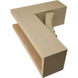 Ekena Millwork - BKTUR0554X14X18MRC05RCPR - Timberthane Faux Wood Merced Style Bracket w/ Offset Brace, Block Ends, 5 1/2"W x 14"D x 18"H, Primed Tan