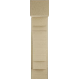 Ekena Millwork - BKTUR0554X14X26MRC05RCPR - Timberthane Faux Wood Merced Style Bracket w/ Offset Brace, Block Ends, 5 1/2"W x 14"D x 26"H, Primed Tan