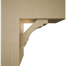 Ekena Millwork - BKTUR0554X16X16MRC05RCPR - Timberthane Faux Wood Merced Style Bracket w/ Offset Brace, Block Ends, 5 1/2"W x 16"D x 16"H, Primed Tan