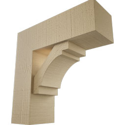 Ekena Millwork - BKTUR0554X16X16MRC05RCPR - Timberthane Faux Wood Merced Style Bracket w/ Offset Brace, Block Ends, 5 1/2"W x 16"D x 16"H, Primed Tan