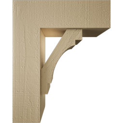 Ekena Millwork - BKTUR0554X16X20MRC05RCPR - Timberthane Faux Wood Merced Style Bracket w/ Offset Brace, Block Ends, 5 1/2"W x 16"D x 20"H, Primed Tan