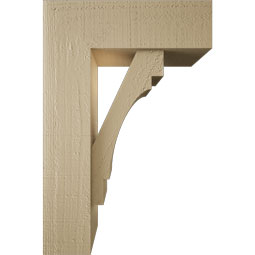 Ekena Millwork - BKTUR0554X16X24MRC05RCPR - Timberthane Faux Wood Merced Style Bracket w/ Offset Brace, Block Ends, 5 1/2"W x 16"D x 24"H, Primed Tan