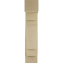 Ekena Millwork - BKTUR0554X16X28MRC05RCPR - Timberthane Faux Wood Merced Style Bracket w/ Offset Brace, Block Ends, 5 1/2"W x 16"D x 28"H, Primed Tan