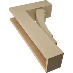 Ekena Millwork - BKTUR0554X16X28MRC05RCPR - Timberthane Faux Wood Merced Style Bracket w/ Offset Brace, Block Ends, 5 1/2"W x 16"D x 28"H, Primed Tan