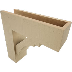 Ekena Millwork - BKTUR0554X18X18MRC05RCPR - Timberthane Faux Wood Merced Style Bracket w/ Offset Brace, Block Ends, 5 1/2"W x 18"D x 18"H, Primed Tan