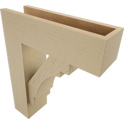 Ekena Millwork - BKTUR0554X18X22MRC05RCPR - Timberthane Faux Wood Merced Style Bracket w/ Offset Brace, Block Ends, 5 1/2"W x 18"D x 22"H, Primed Tan