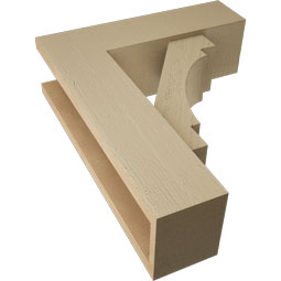 Ekena Millwork - BKTUR0554X18X22MRC05RCPR - Timberthane Faux Wood Merced Style Bracket w/ Offset Brace, Block Ends, 5 1/2"W x 18"D x 22"H, Primed Tan