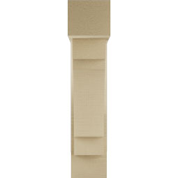 Ekena Millwork - BKTUR0554X18X26MRC05RCPR - Timberthane Faux Wood Merced Style Bracket w/ Offset Brace, Block Ends, 5 1/2"W x 18"D x 26"H, Primed Tan