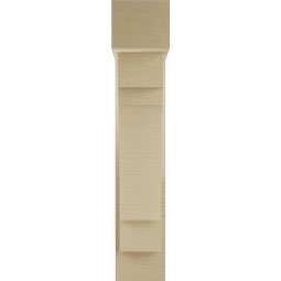 Ekena Millwork - BKTUR0554X18X30MRC05RCPR - Timberthane Faux Wood Merced Style Bracket w/ Offset Brace, Block Ends, 5 1/2"W x 18"D x 30"H, Primed Tan