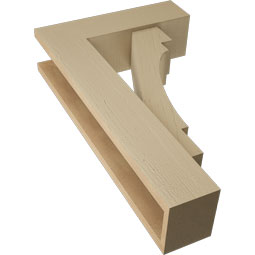 Ekena Millwork - BKTUR0554X18X30MRC05RCPR - Timberthane Faux Wood Merced Style Bracket w/ Offset Brace, Block Ends, 5 1/2"W x 18"D x 30"H, Primed Tan