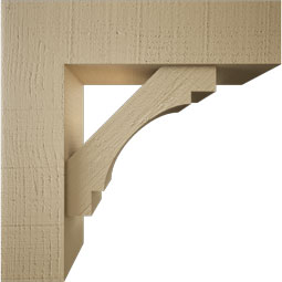 Ekena Millwork - BKTUR0554X20X20MRC05RCPR - Timberthane Faux Wood Merced Style Bracket w/ Offset Brace, Block Ends, 5 1/2"W x 20"D x 20"H, Primed Tan