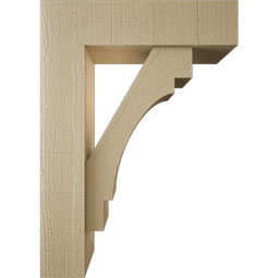 Ekena Millwork - BKTUR0554X20X28MRC05RCPR - Timberthane Faux Wood Merced Style Bracket w/ Offset Brace, Block Ends, 5 1/2"W x 20"D x 28"H, Primed Tan