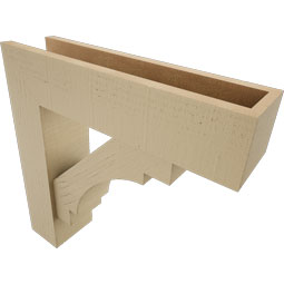 Ekena Millwork - BKTUR0554X22X22MRC05RCPR - Timberthane Faux Wood Merced Style Bracket w/ Offset Brace, Block Ends, 5 1/2"W x 22"D x 22"H, Primed Tan