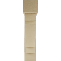 Ekena Millwork - BKTUR0554X22X26MRC05RCPR - Timberthane Faux Wood Merced Style Bracket w/ Offset Brace, Block Ends, 5 1/2"W x 22"D x 26"H, Primed Tan
