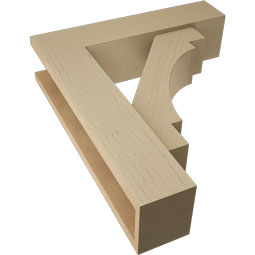Ekena Millwork - BKTUR0554X22X26MRC05RCPR - Timberthane Faux Wood Merced Style Bracket w/ Offset Brace, Block Ends, 5 1/2"W x 22"D x 26"H, Primed Tan