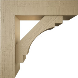 Ekena Millwork - BKTUR0554X24X24MRC05RCPR - Timberthane Faux Wood Merced Style Bracket w/ Offset Brace, Block Ends, 5 1/2"W x 24"D x 24"H, Primed Tan