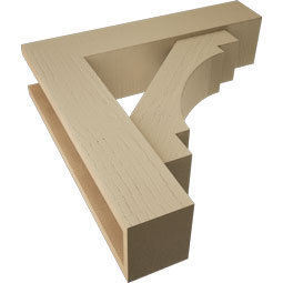 Ekena Millwork - BKTUR0554X24X24MRC05RCPR - Timberthane Faux Wood Merced Style Bracket w/ Offset Brace, Block Ends, 5 1/2"W x 24"D x 24"H, Primed Tan
