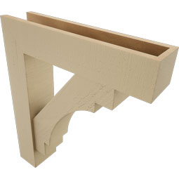 Ekena Millwork - BKTUR0554X24X28MRC05RCPR - Timberthane Faux Wood Merced Style Bracket w/ Offset Brace, Block Ends, 5 1/2"W x 24"D x 28"H, Primed Tan