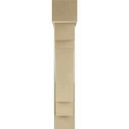 Ekena Millwork - BKTUR0554X24X32MRC05RCPR - Timberthane Faux Wood Merced Style Bracket w/ Offset Brace, Block Ends, 5 1/2"W x 24"D x 32"H, Primed Tan