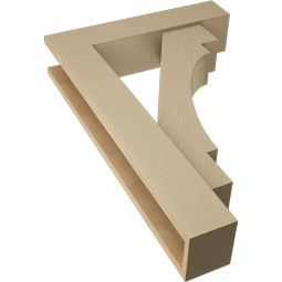 Ekena Millwork - BKTUR0554X24X36MRC05RCPR - Timberthane Faux Wood Merced Style Bracket w/ Offset Brace, Block Ends, 5 1/2"W x 24"D x 36"H, Primed Tan