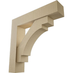 Ekena Millwork - BKTUR0554X26X26MRC05RCPR - Timberthane Faux Wood Merced Style Bracket w/ Offset Brace, Block Ends, 5 1/2"W x 26"D x 26"H, Primed Tan