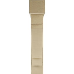 Ekena Millwork - BKTUR0554X26X30MRC05RCPR - Timberthane Faux Wood Merced Style Bracket w/ Offset Brace, Block Ends, 5 1/2"W x 26"D x 30"H, Primed Tan