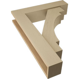 Ekena Millwork - BKTUR0554X26X34MRC05RCPR - Timberthane Faux Wood Merced Style Bracket w/ Offset Brace, Block Ends, 5 1/2"W x 26"D x 34"H, Primed Tan