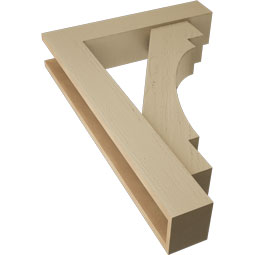 Ekena Millwork - BKTUR0554X26X38MRC05RCPR - Timberthane Faux Wood Merced Style Bracket w/ Offset Brace, Block Ends, 5 1/2"W x 26"D x 38"H, Primed Tan