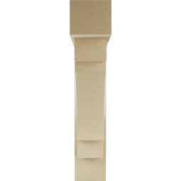 Ekena Millwork - BKTUR0554X28X28MRC05RCPR - Timberthane Faux Wood Merced Style Bracket w/ Offset Brace, Block Ends, 5 1/2"W x 28"D x 28"H, Primed Tan