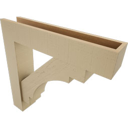 Ekena Millwork - BKTUR0554X28X28MRC05RCPR - Timberthane Faux Wood Merced Style Bracket w/ Offset Brace, Block Ends, 5 1/2"W x 28"D x 28"H, Primed Tan