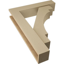 Ekena Millwork - BKTUR0554X28X36MRC05RCPR - Timberthane Faux Wood Merced Style Bracket w/ Offset Brace, Block Ends, 5 1/2"W x 28"D x 36"H, Primed Tan
