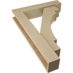 Ekena Millwork - BKTUR0554X28X40MRC05RCPR - Timberthane Faux Wood Merced Style Bracket w/ Offset Brace, Block Ends, 5 1/2"W x 28"D x 40"H, Primed Tan