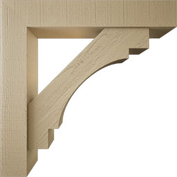 Ekena Millwork - BKTUR0554X30X30MRC05RCPR - Timberthane Faux Wood Merced Style Bracket w/ Offset Brace, Block Ends, 5 1/2"W x 30"D x 30"H, Primed Tan