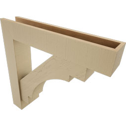 Ekena Millwork - BKTUR0554X30X30MRC05RCPR - Timberthane Faux Wood Merced Style Bracket w/ Offset Brace, Block Ends, 5 1/2"W x 30"D x 30"H, Primed Tan