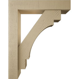 Ekena Millwork - BKTUR0554X30X38MRC05RCPR - Timberthane Faux Wood Merced Style Bracket w/ Offset Brace, Block Ends, 5 1/2"W x 30"D x 38"H, Primed Tan