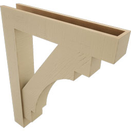 Ekena Millwork - BKTUR0554X30X38MRC05RCPR - Timberthane Faux Wood Merced Style Bracket w/ Offset Brace, Block Ends, 5 1/2"W x 30"D x 38"H, Primed Tan
