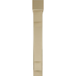 Ekena Millwork - BKTUR0554X30X42MRC05RCPR - Timberthane Faux Wood Merced Style Bracket w/ Offset Brace, Block Ends, 5 1/2"W x 30"D x 42"H, Primed Tan