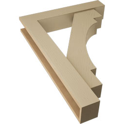 Ekena Millwork - BKTUR0554X30X42MRC05RCPR - Timberthane Faux Wood Merced Style Bracket w/ Offset Brace, Block Ends, 5 1/2"W x 30"D x 42"H, Primed Tan