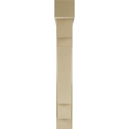 Ekena Millwork - BKTUR0554X32X40MRC05RCPR - Timberthane Faux Wood Merced Style Bracket w/ Offset Brace, Block Ends, 5 1/2"W x 32"D x 40"H, Primed Tan