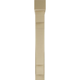 Ekena Millwork - BKTUR0554X32X44MRC05RCPR - Timberthane Faux Wood Merced Style Bracket w/ Offset Brace, Block Ends, 5 1/2"W x 32"D x 44"H, Primed Tan