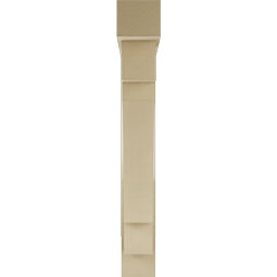 Ekena Millwork - BKTUR0554X34X40MRC05RCPR - Timberthane Faux Wood Merced Style Bracket w/ Offset Brace, Block Ends, 5 1/2"W x 34"D x 40"H, Primed Tan