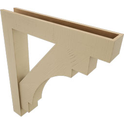 Ekena Millwork - BKTUR0554X34X40MRC05RCPR - Timberthane Faux Wood Merced Style Bracket w/ Offset Brace, Block Ends, 5 1/2"W x 34"D x 40"H, Primed Tan