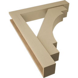 Ekena Millwork - BKTUR0554X34X40MRC05RCPR - Timberthane Faux Wood Merced Style Bracket w/ Offset Brace, Block Ends, 5 1/2"W x 34"D x 40"H, Primed Tan