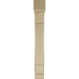 Ekena Millwork - BKTUR0554X34X42MRC05RCPR - Timberthane Faux Wood Merced Style Bracket w/ Offset Brace, Block Ends, 5 1/2"W x 34"D x 42"H, Primed Tan