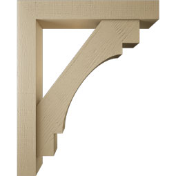 Ekena Millwork - BKTUR0554X34X42MRC05RCPR - Timberthane Faux Wood Merced Style Bracket w/ Offset Brace, Block Ends, 5 1/2"W x 34"D x 42"H, Primed Tan